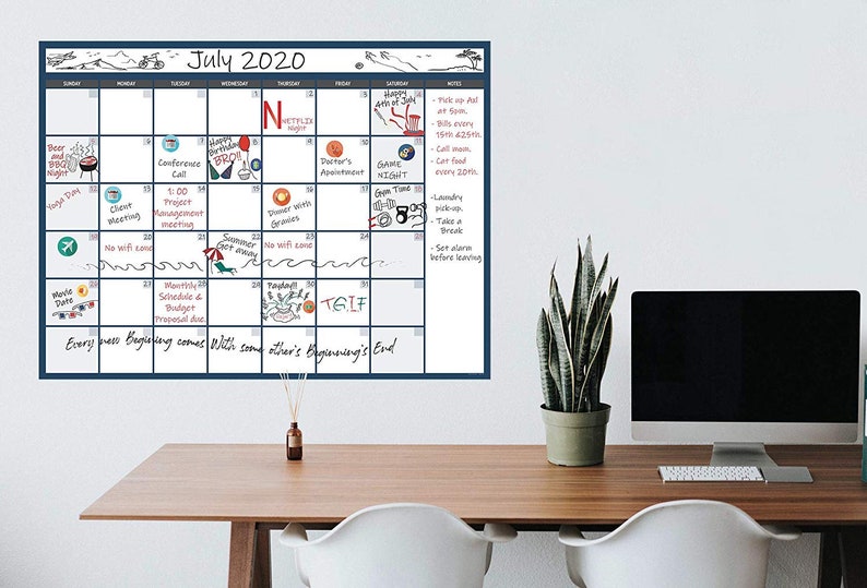 X Large Dry Erase Wall Calendar 36x48 Premium Etsy