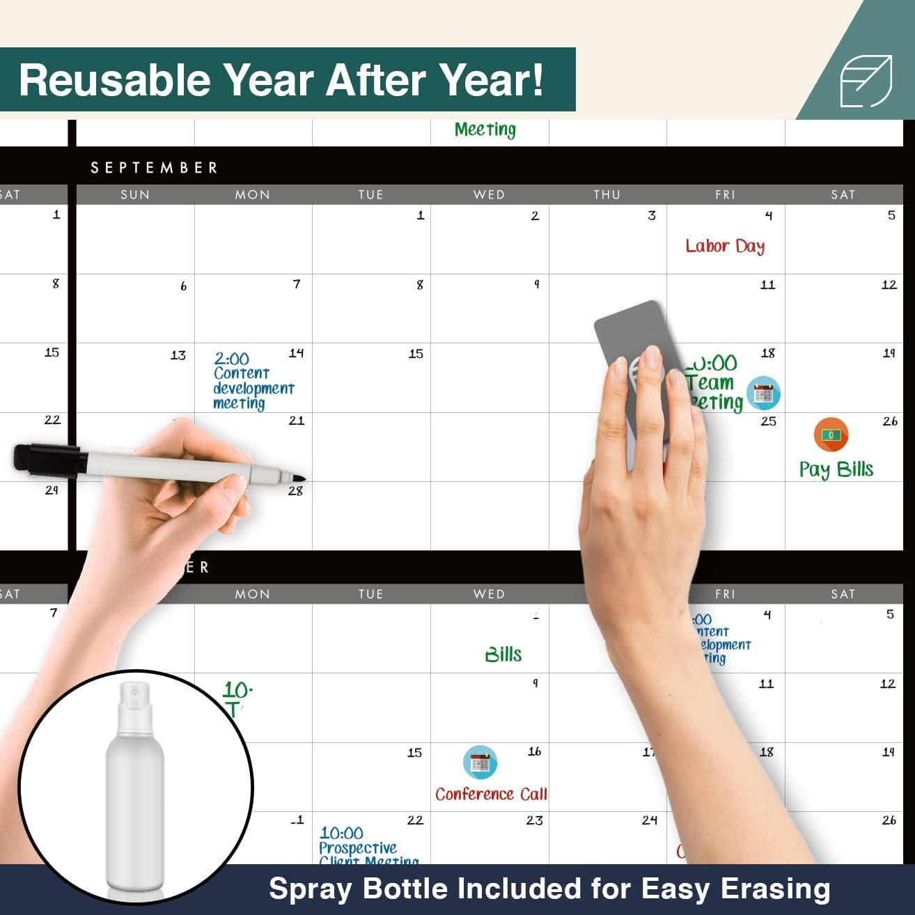 Large Dry Erase Wall Calendar 48 X 74 Undated Blank Reusable