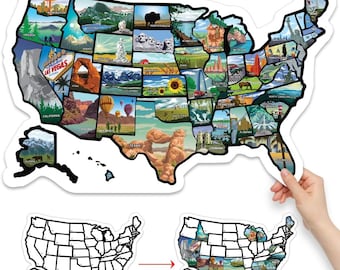 RV State Sticker Travel Map - 11" x 17" - USA States Visited Decal - United States Non Magnet Road Trip Window Stickers - 3M Stickers