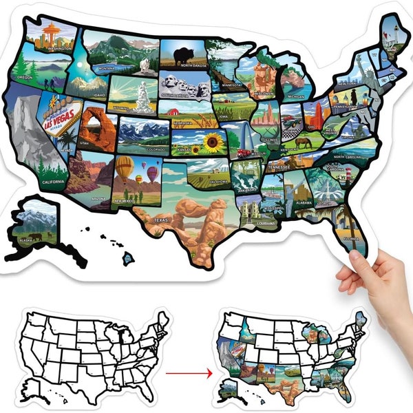 RV State Sticker Travel Map - [11" x 17"] - USA States Visited Decal - United States License Plate Road Trip Window Stickers