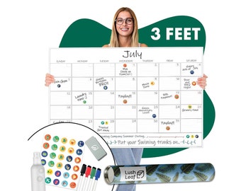 Large Wall Calendar - 24" x 36", Dry Erase Calendar - Monthly 2024 Calendar - Reusable Undated Month Planner for Family, Office