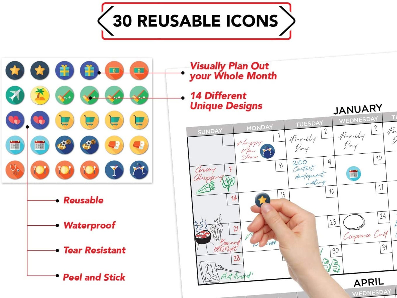 Large Dry Erase Wall Calendar 38 X 58 Undated Etsy