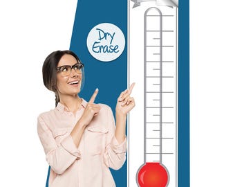 Reusable Fundraising Goal Thermometer Chart: Dry Erase Tracker - 11 x 48 inches