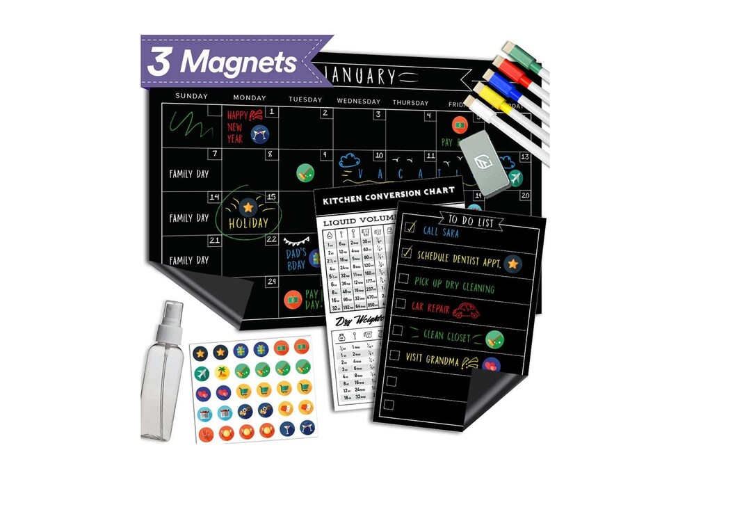 Dry Erase Chalkboard Calendar 11 X 17 Large Premium Reusable