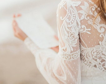 Amazing Long Sleeve bohemian wedding dress, boho wedding dress, lace wedding dress, backless wedding dress, boho bridal gown, bridal dress