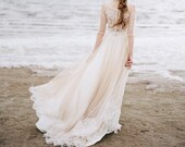 Nude wedding dress, bohemian wedding dress, boho wedding dress, bridal dress, tulle wedding dress, lace wedding dress, ivory wedding dress