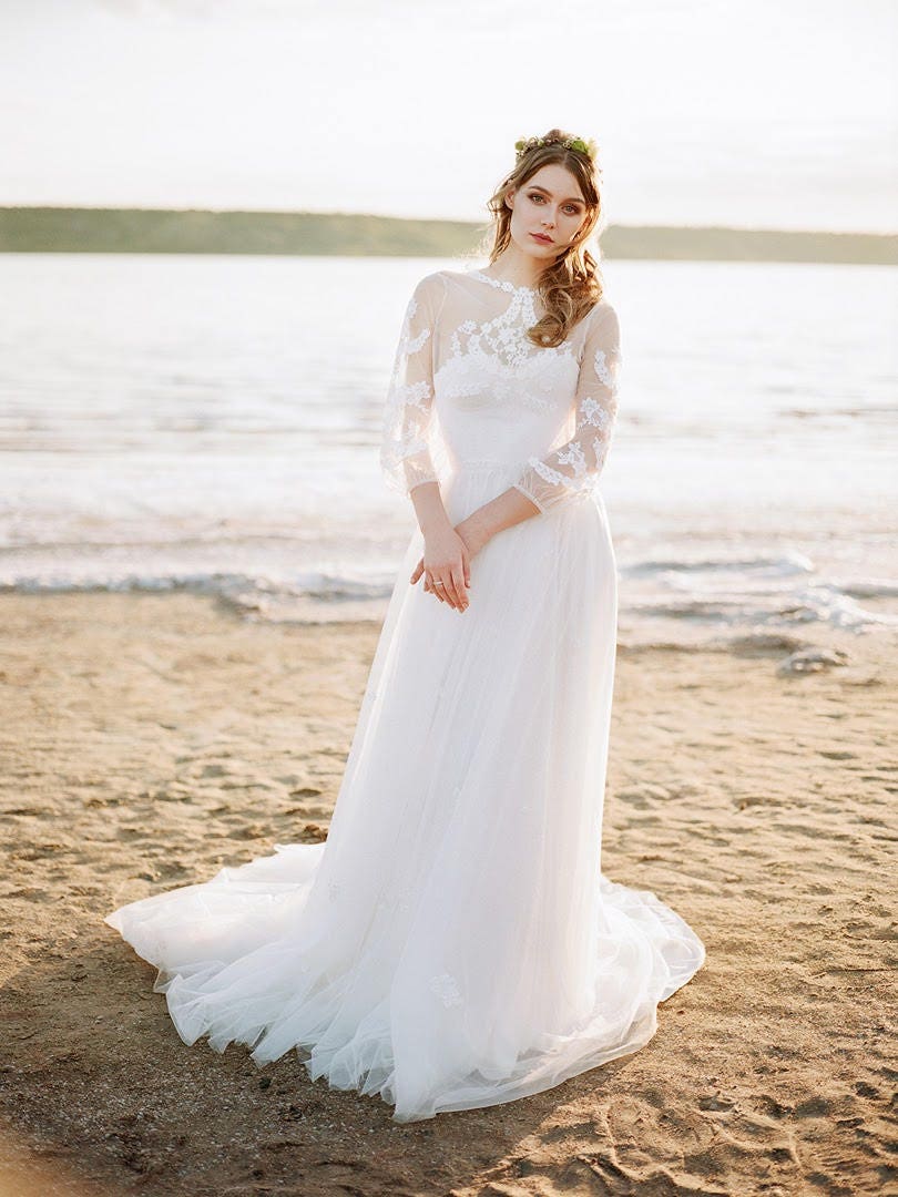 Corset Wedding Dress Crop Top Wedding Dress Lace Wedding | Etsy UK