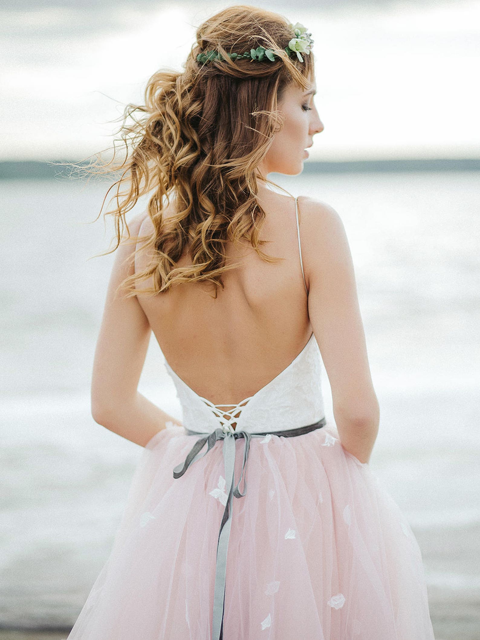 Blush wedding dress // floral wedding dress // boho wedding | Etsy