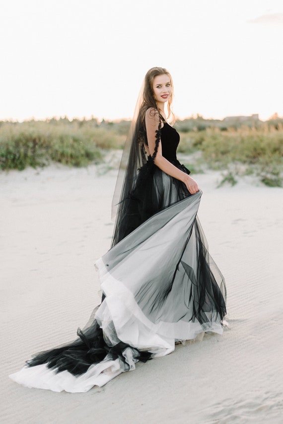 etsy black wedding dress