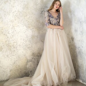 Wedding Dressgray Grey Wedding Dress Nude Wedding Dress - Etsy UK