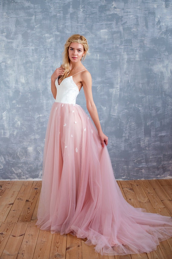 Blush Wedding Dress Blush Bridal Dress Beach Wedding Etsy
