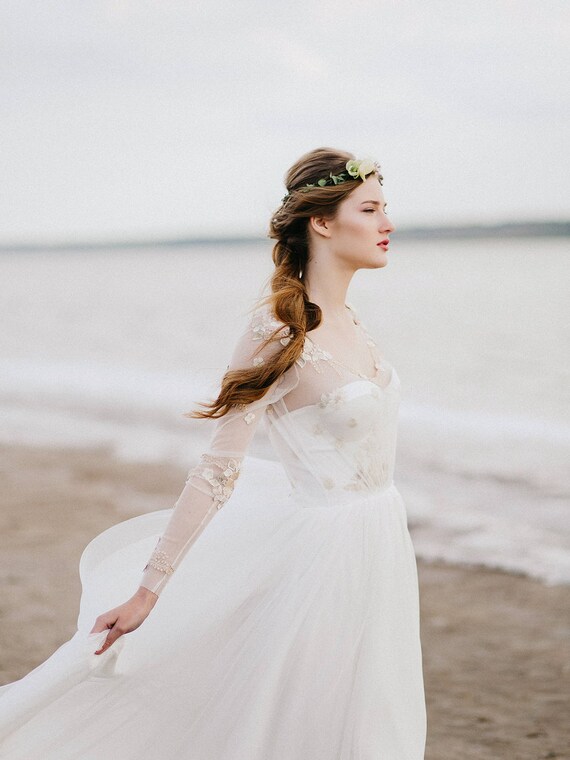 Long sleeve wedding dress wedding dress open back wedding Etsy