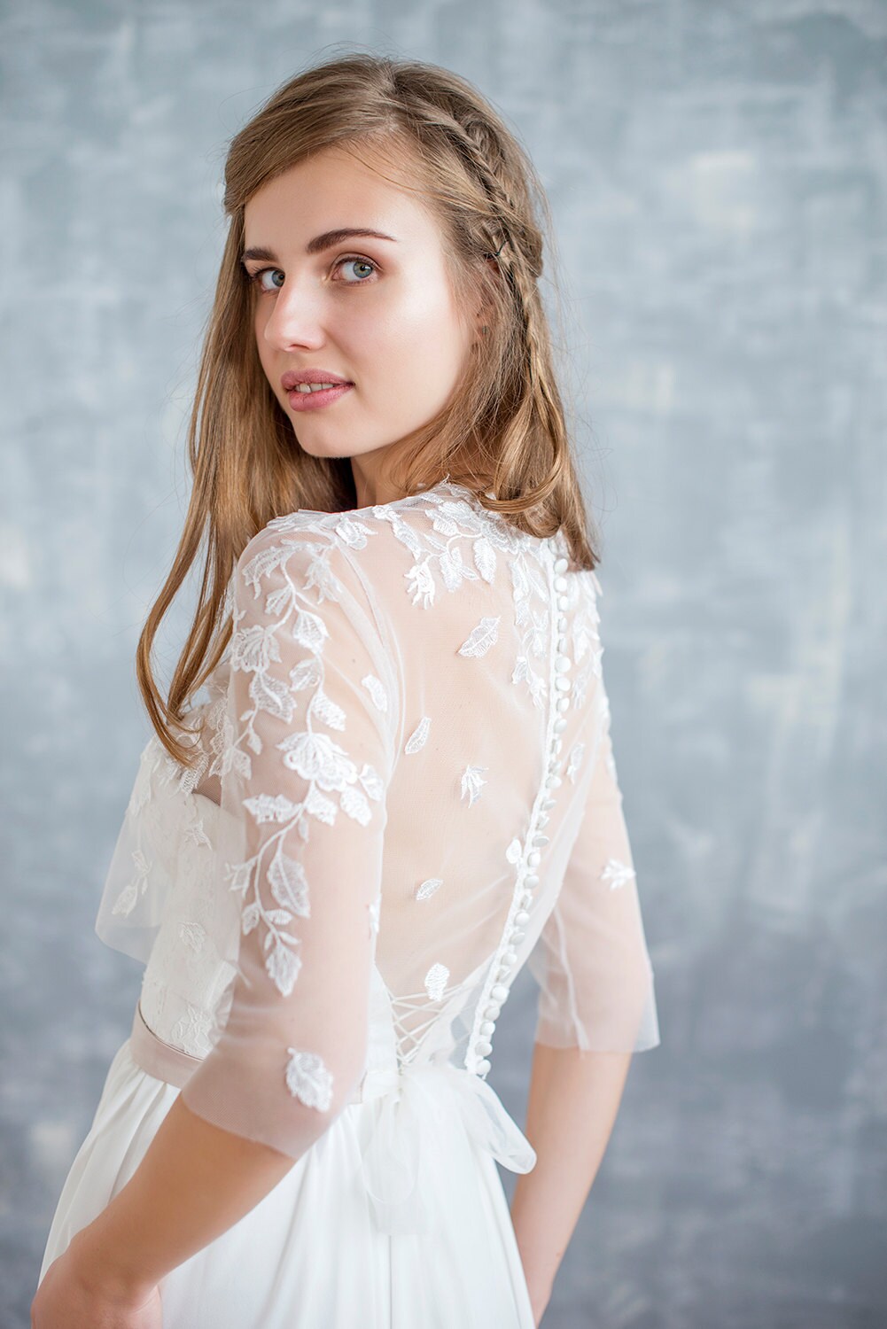 Lace wedding dress simple ivory wedding dress tulle wedding Etsy