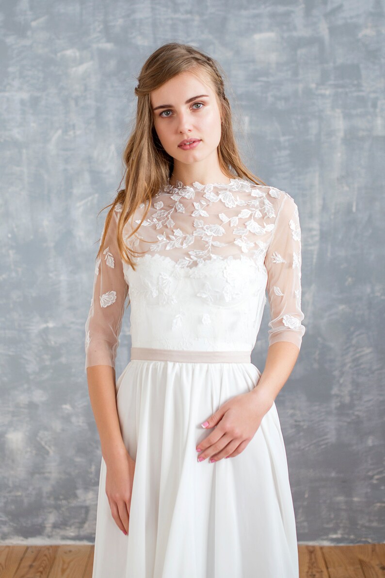 Lace wedding dress simple ivory wedding dress tulle wedding | Etsy