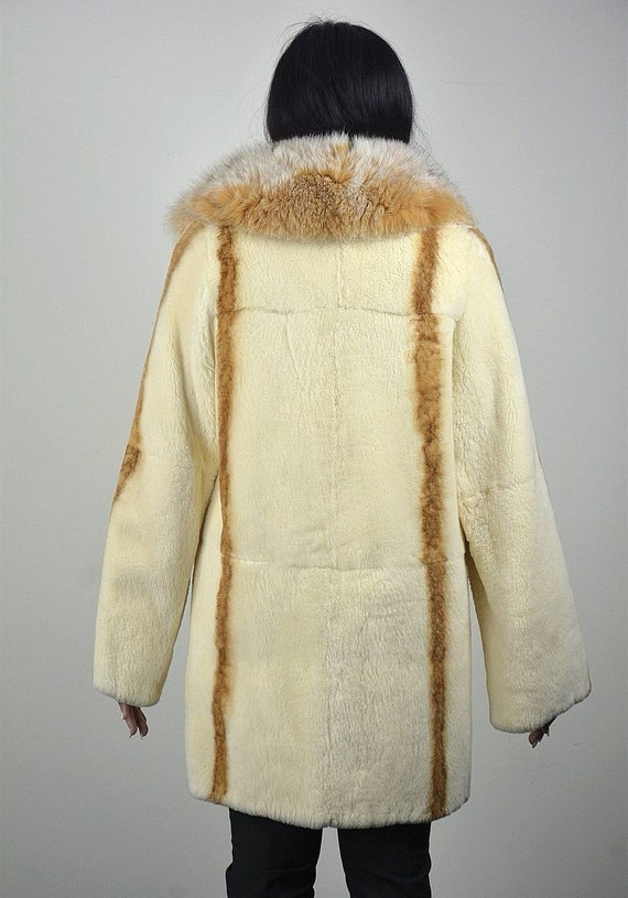 Real Nutria Fur Coat with Fox Collar.