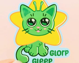 Alien Cat Sticker | Gleep Glorp : 3 Inch Glossy Vinyl Sticker