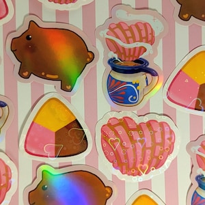 Holographic Pan Dulce Stickers | Set of 4 Holographic Sweet Bread Stickers