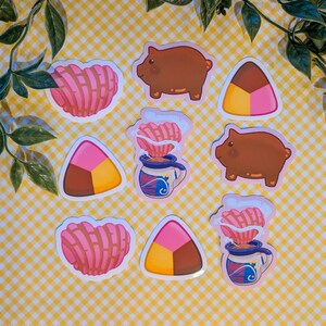 Pan Dulce Stickers | Set of 4 Sweet Bread Glossy Vinyl Stickers