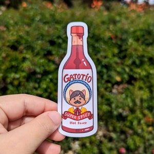 Gatotio Cat | Hot Sauce Bottle Sticker | Tapatio inspired Glossy Vinyl Sticker