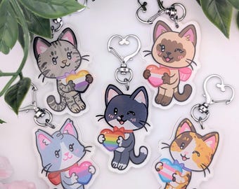 Pride Kitty Keychain | 2.5" Acrylic LGBT Pride Keychain