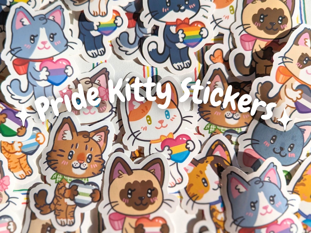 LGBTQ+ Pride Kitties | Cat Stickers | Glossy Vinyl Sticker - Etsy