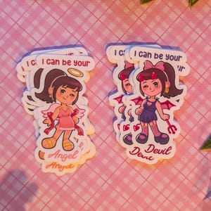 Angel and Devil Girl Sticker | Glossy vinyl Sticker