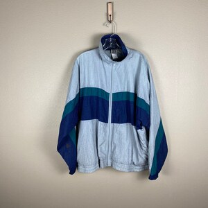 Vintage Colorblock Sweater (Size XL) Full Zip Active Wear Colorful 90s Style Sweater Jacket