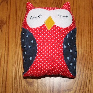 Owl, Red White and Blue Owl, Patriotic Owl,  Stuffed Plush Owl, Nursery Decor, Home Decor, Party Favors, Owl Pillow, July 4 Decor