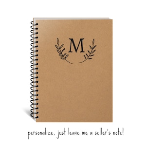 Personalized Monogram Spiral Notebook - Personalized Diary - Dot Grid Journal - Mindfulness Journal