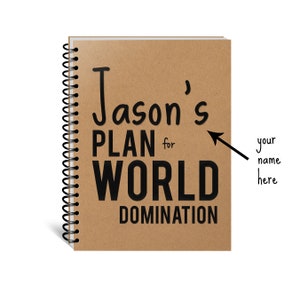 Personalized Plan for World Domination Notebook, Coworker Gift, Entrepreneur Gift, Work From Home Inspirational Journal image 1