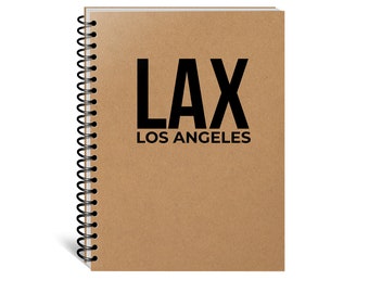 Custom City Notebook, Los Angeles, LAX, LAX Airport, Journal, Geography, Travel, Diary, Lined, Blank, Grid, Birthday, Christmas, Gift