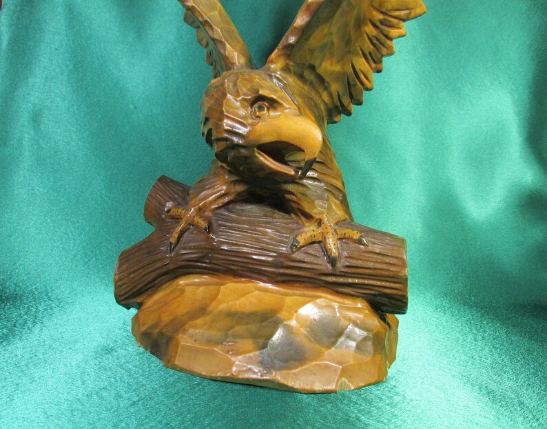 Vintage Wooden Hand Carved Eagle Wood Table Hand Made Etsy