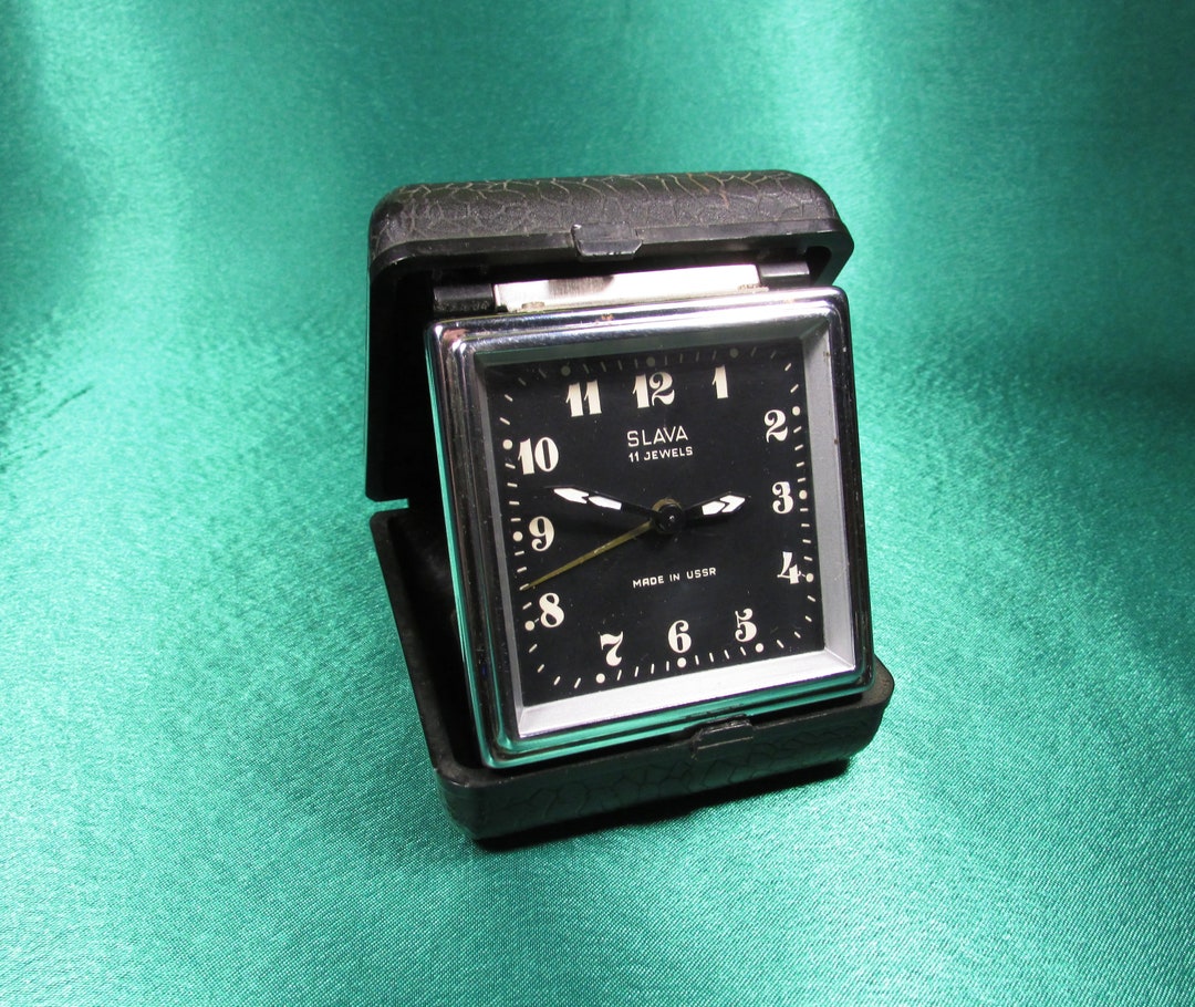 Vintage Mechanical Travel Alarm Clock Slava Rare Retro Home Etsy