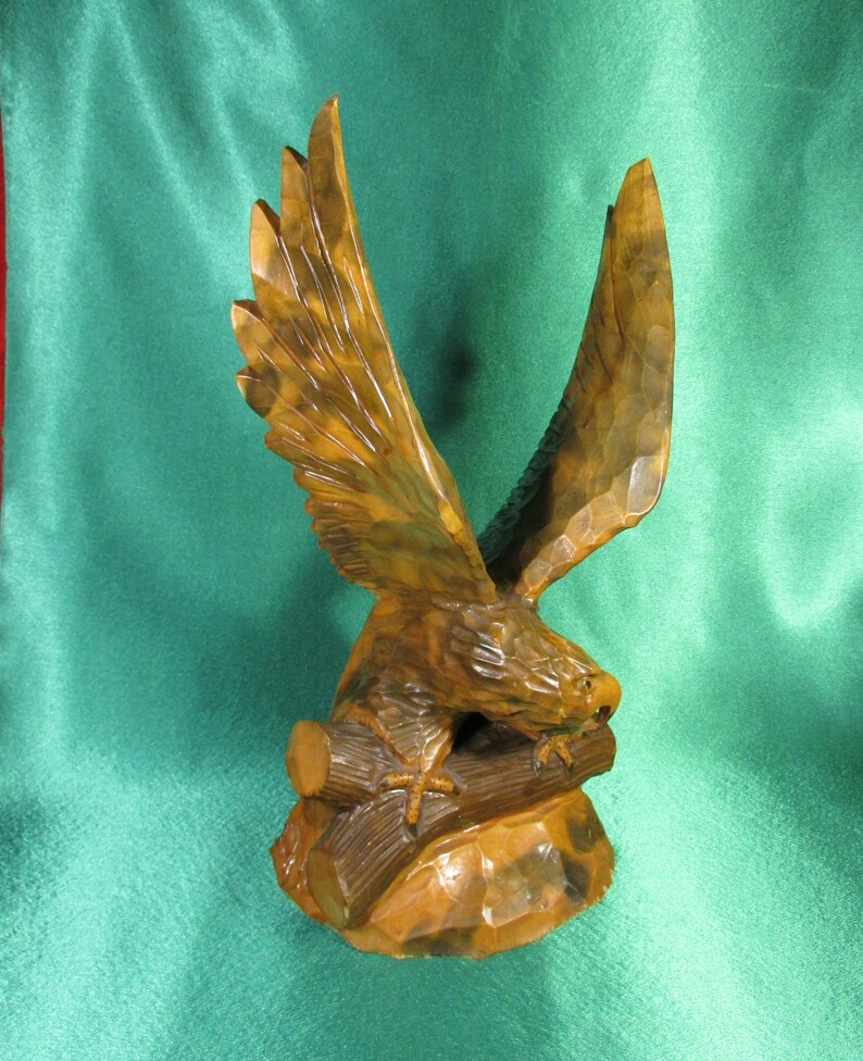 Vintage Wooden Hand Carved Eagle Wood Table Hand Made Etsy