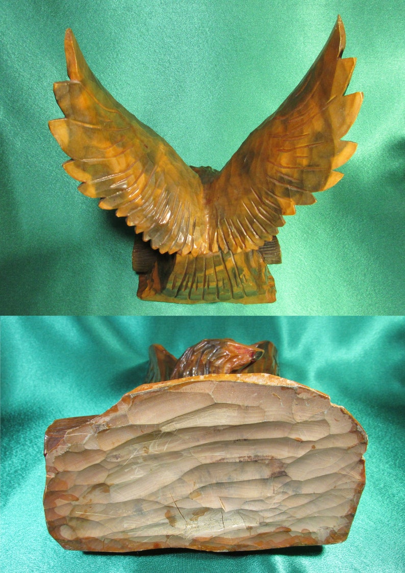 Vintage Wooden Hand Carved Eagle Wood Table Hand Made Etsy
