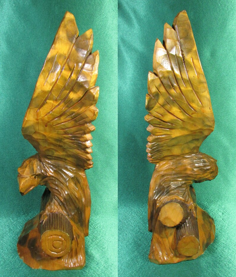 Vintage Wooden Hand Carved Eagle Wood Table Hand Made Etsy