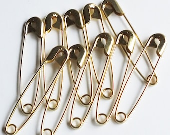 Gold Safety Pins Size 3 (2") Bulk Pack/100 Made in USA