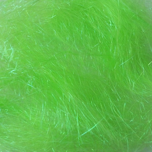 May include: Close-up of bright green, synthetic craft material. The material has a fluffy, textured appearance with long, thin strands. The color is a vibrant, solid green, with subtle highlights. This material is likely used for crafting or decorative purposes.