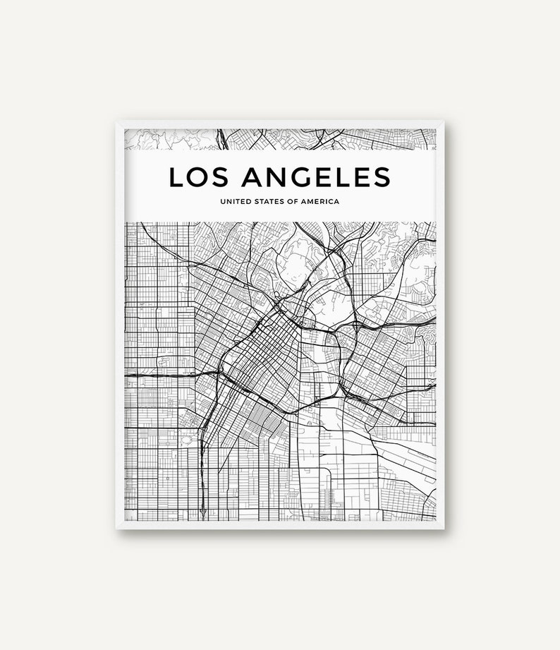 Los Angeles Map Print Los Angeles Map Los Angeles Wall Art Etsy