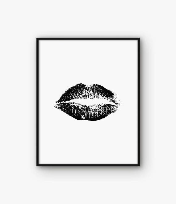 Kiss Print Fashion Print Lips Wall Art Girl Wall Art Kiss Etsy