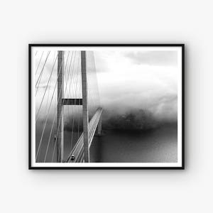 Bridge Print, Bridge Poster, Black and White Photography, Bridge Wall Art, Mist Print, Bridge Photography, Printable Bridge Photo