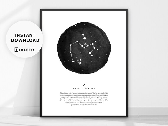 Astrology Print Star Sign Print Printable Wall Art Sagittarius Zodiac Poster Astrology Decor Sagittarius Art Sagittarius Print Zodiac Gift