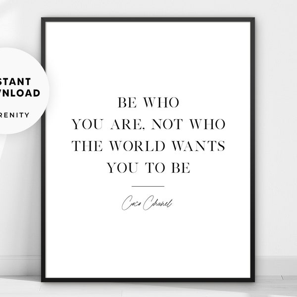 Coco Chanel Quote Print, Fashion Quote Wall Art, Iconic Quote Print, Be Who You Are, Fashion Icon Print, Inspirational Quote Wall Art