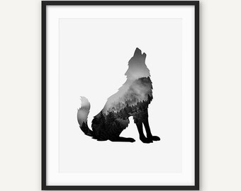 Schwarz und weiß Platzmatte Wolf Portrait 4er Set Digitaldruck Schwarz und weiß Platzmatte Wolf Portrait 4er Set Digitaldruck