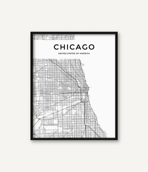 chicago-map-print-chicago-print-black-and-white-chicago-wall-etsy