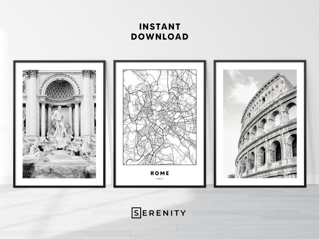 Rome Wall Art Set, Printable Travel Poster Set, Architecture ...