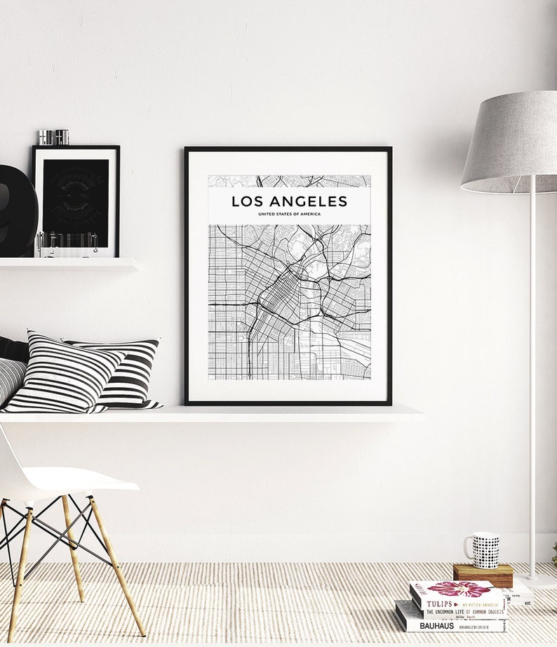 Los Angeles Map Print Los Angeles Map Los Angeles Wall Art Etsy