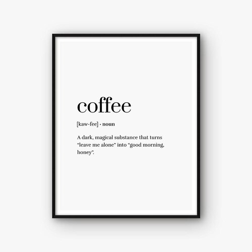 Wall Décor Home Décor Coffee Definition Wall Art/Word Definition Print