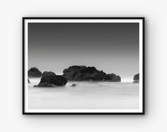 Sea Print, Ocean Print, Sea Wall Art, Sea Photo, Black and White Ocean Photography, Ocean Shore, Scandinavian Print, Nordic Print