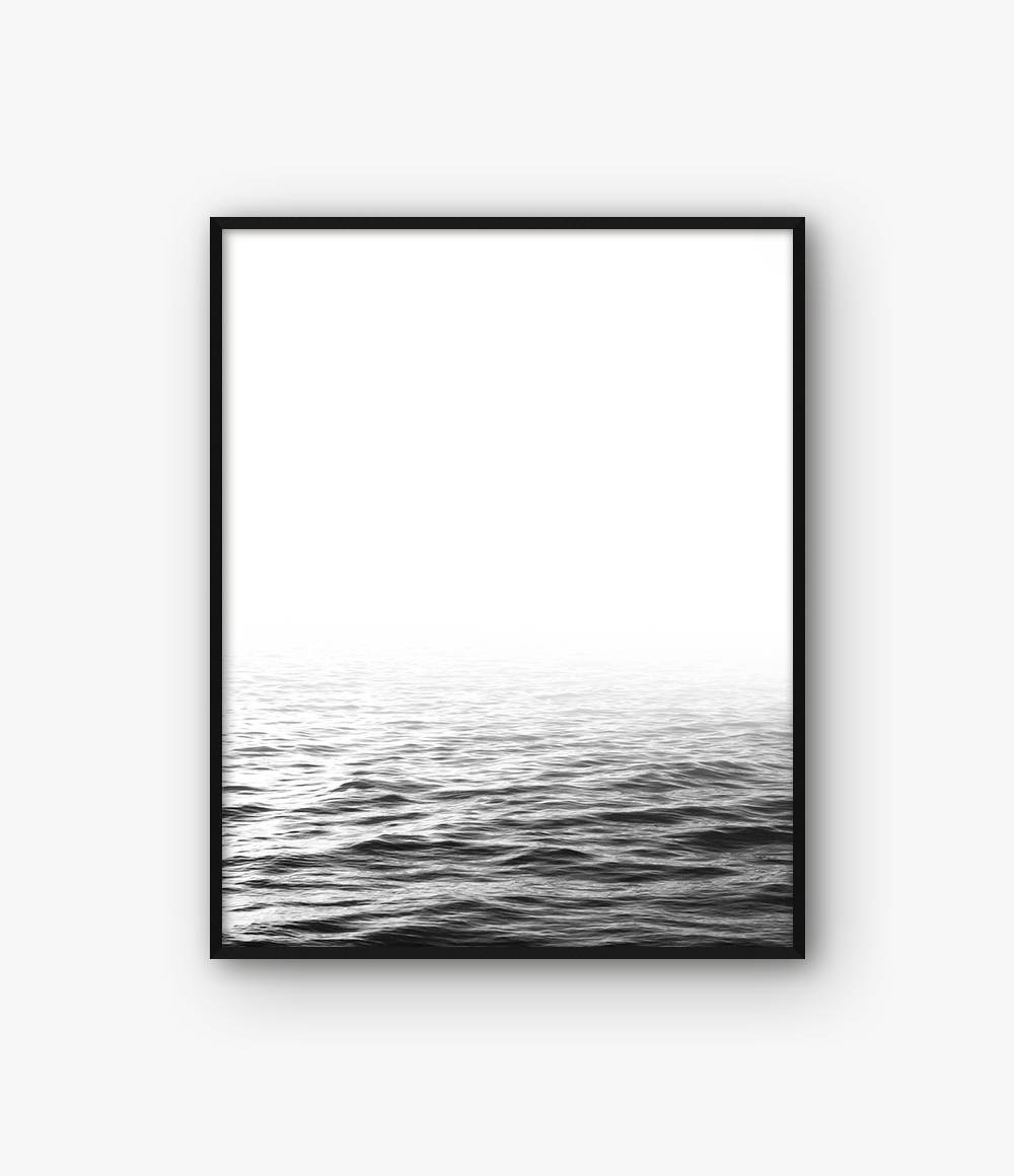 Ocean Wall Art Black and White Sea Print Minimalist Print Etsy